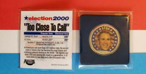 2000 George Bush US Flag Painted US 1 oz .999 American Silver Eagle Round Coin