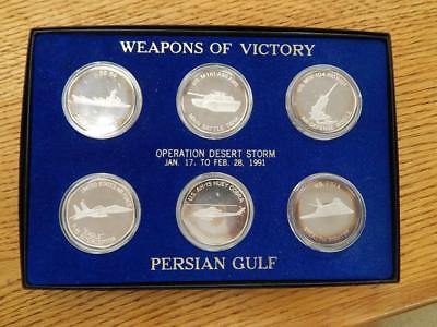 Set of 6 1oz .999 Fine Silver Desert Shield Weapons of Victory Silver Coins 6oz