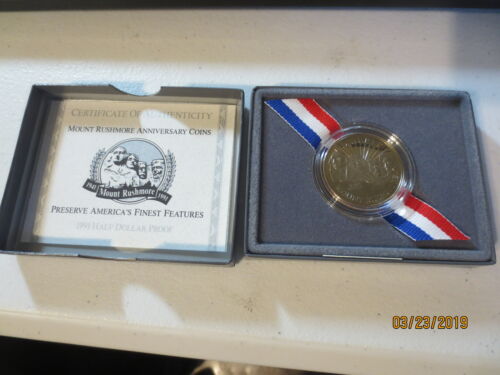 1991 D MOUNT RUSHMORE ANNIVERSARY PROOF CLAD HALF DOLLAR