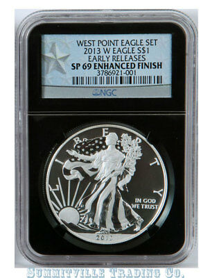 2013-W SILVER EAGLE WEST POINT NGC SP69 ENHANCED FINISH EARLY RELEASE BLACK SLAB