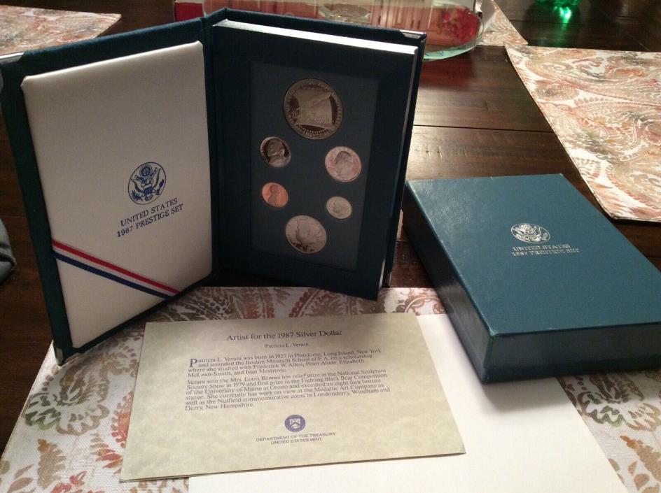 1987 US Mint Prestige Set, 6 coins, Constitution Proof Silver Dollar