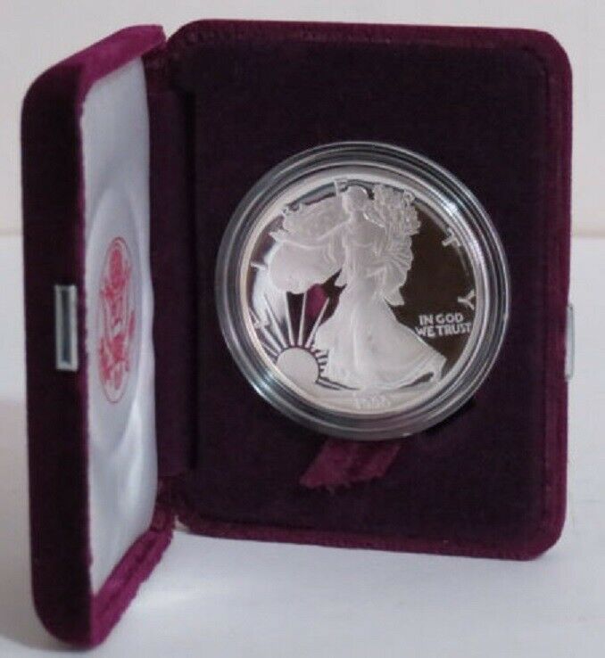 1990-S 1 oz US Mint, Proof, Silver American Eagle (w/Mint's Jeweler's Box & COA)