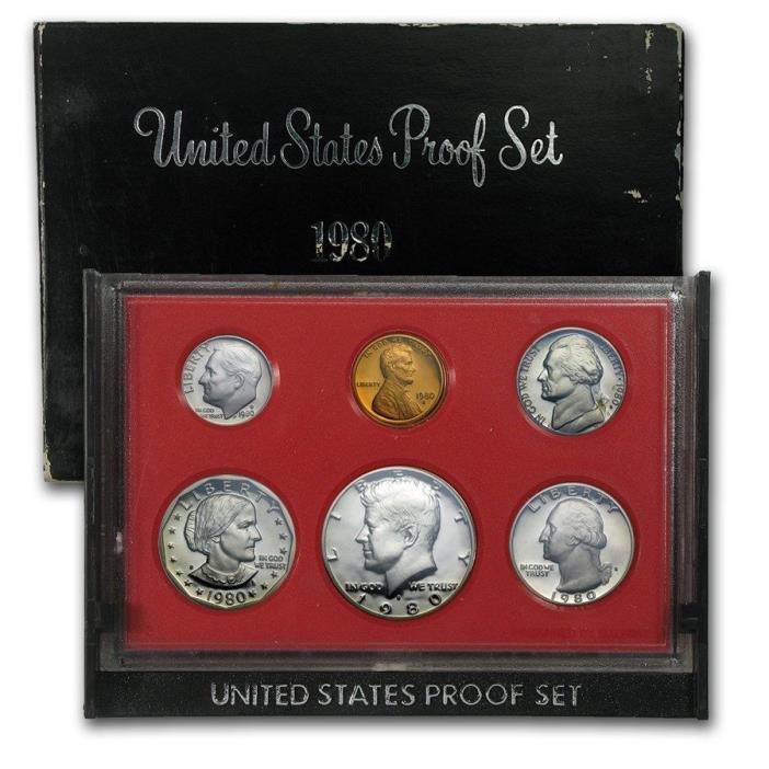 1980 S PR GEM BU PROOF SET BRILLIANT UNCIRCULATED 6 COIN UNITED STATES U.S 1980S