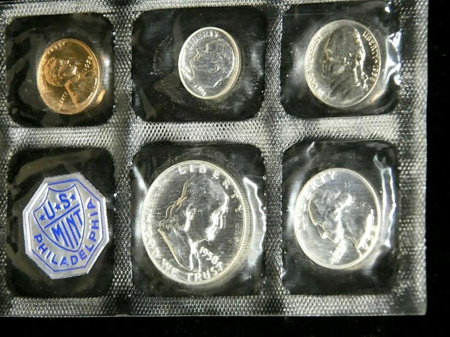 1958 Proof Set 5 coins, US Mint cello pack, White coins & Red Cent #PA014