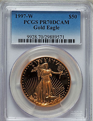 1997-W GOLD EAGLE SET OF FOUR COINS 1.85 OZ, PCGS PF 70, PERFECT COINS