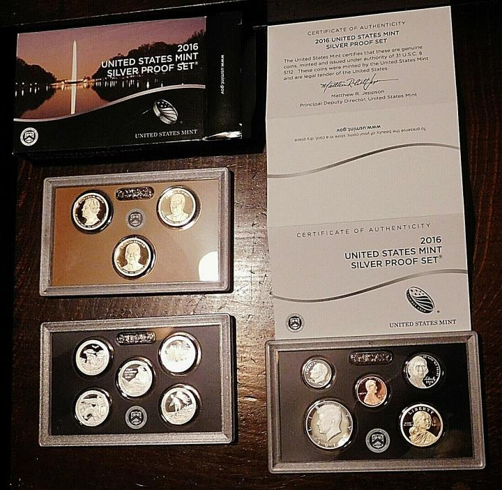 2016 S 13 Coin Lot US Mint Gem Deep Cameo Presidential+ SILVER Proof Set COA Box