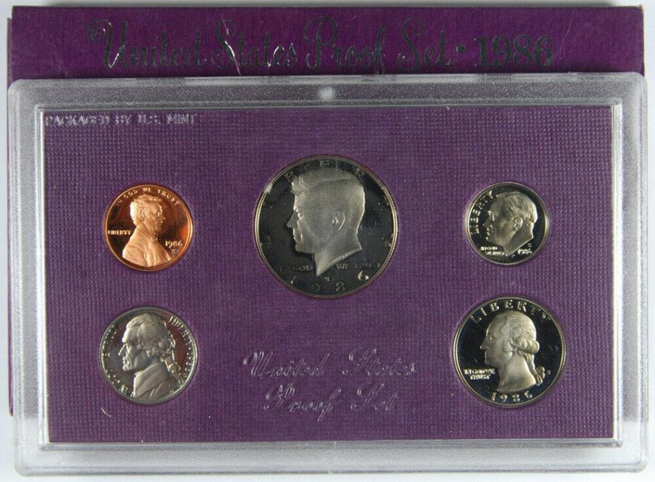 1986 US MINT PROOF SET  5-Coin Set