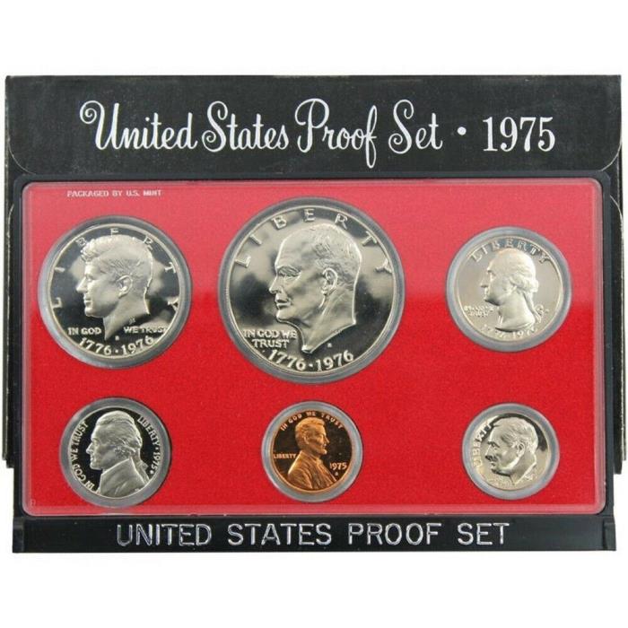 1975 US MINT PROOF SET  6-Coin Set w/1976 Dates