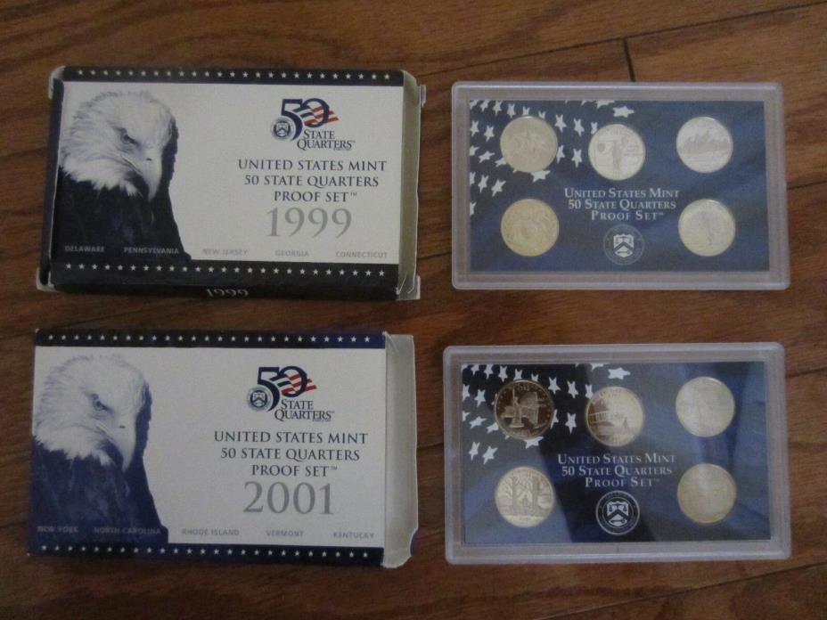 1999 and 2001 United States Mint 50 State Quarters Proof Sets