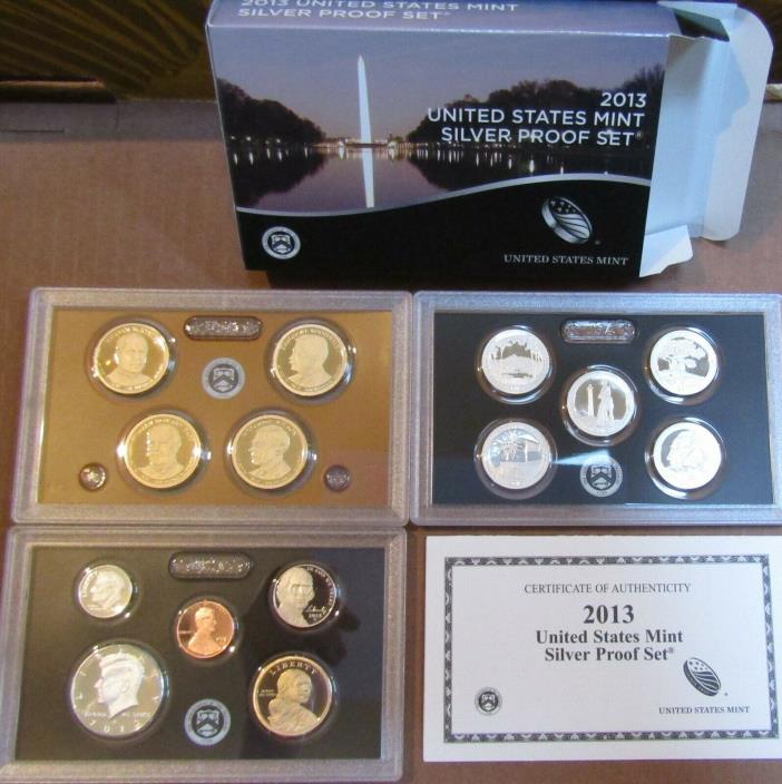 2013 US MINT SILVER PROOF SET Complete w/ Box and COA
