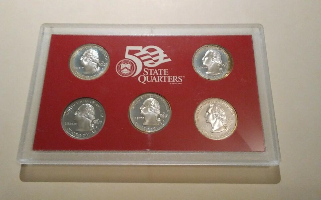 1999 Silver Proof State Quarter Set  5 Coins  No Box No COA