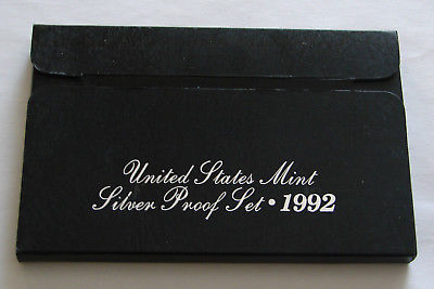 1992 - UNITED STATES MINT SILVER PROOF SET - WITH BOX AND COA - FREE SHIPPING