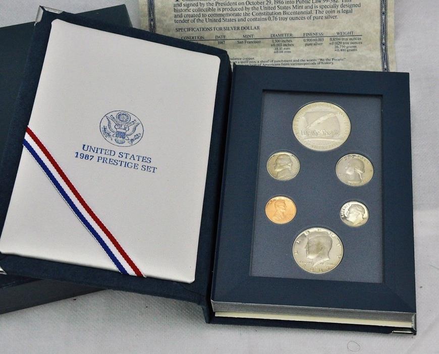 1987 Prestige US Constitution Silver Dollar-6 coin set (BI#MK/BSMT)