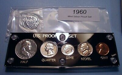 1960 U.S. MINT SILVER PROOF SET DEEP MIRROR COINS in CAPITAL DISPLAY LARGE DATE