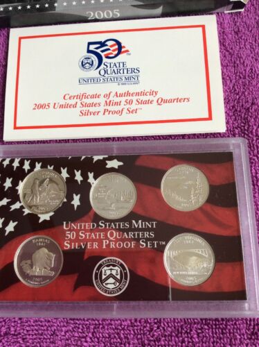 2005-S United States.Mint 50 State Quarters - Silver Proof Set w/Box & COA
