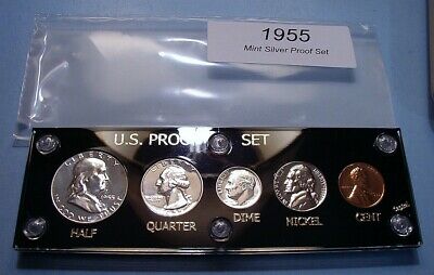1955 U.S. MINT SILVER PROOF SET DEEP MIRROR COINS GORGEOUS in CAPITAL DISPLAY