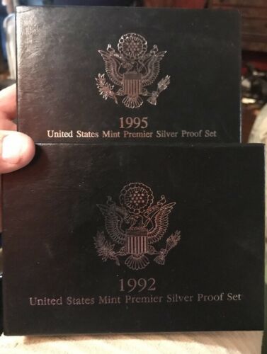 1995 1992 S Proof Set Premier Black Box 10 Coins 90% Silver Kennedy US Mint