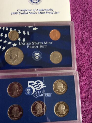 1999 S US Proof Set 9-PC Coins San Francisco Mint And State Quarters