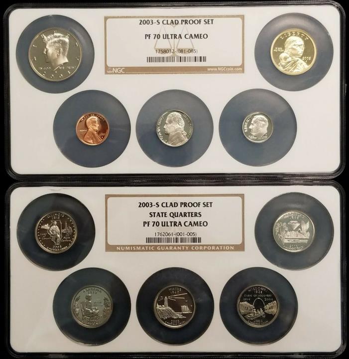 2003-s Clad Proof Set Complete U.S. Mint Set + State Quarters NGC PF70 UC