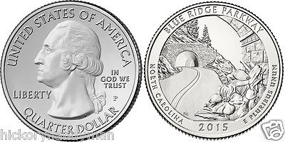 2015 P WASHINGTON QUARTER BLUE RIDGE PARKWAY NORTH CAROLINA CIRCULATD 25c USED