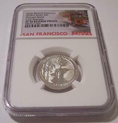 2018 S Silver Pictured Rocks NP Quarter Reverse Proof PF70 NGC ER Trolley Label