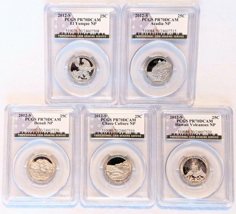 2012 S Clad Quarter 5 Coin Proof Set PCGS PR70 DCAM 25C National Parks
