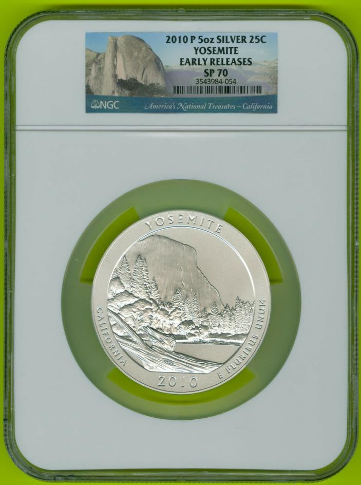 2010 P YOSEMITE ATB 5oz. 25C NGC SP-70, EARLY RELEASES, SCENIC PARK LABEL!