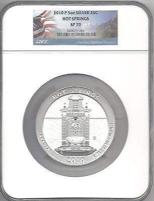 2010 P Hot Springs 5 oz Silver 25c SP 70 NGC
