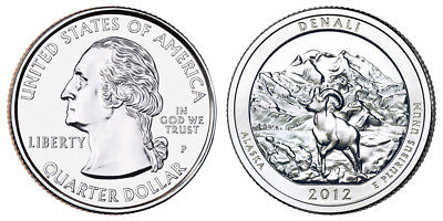 2012 P WASHINGTON QUARTER DOLLAR DENALI NTL. PARK ALASKA ~ CIRCULATED 25c USED
