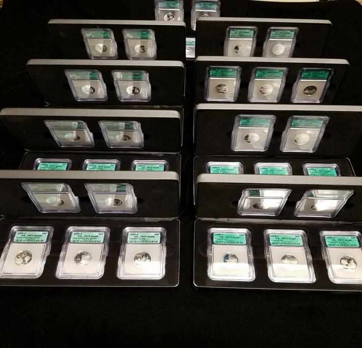 Lot (45) Silver Proof State Quarters ICG PR70 DCAM 2000 - 2008 in Display Cases