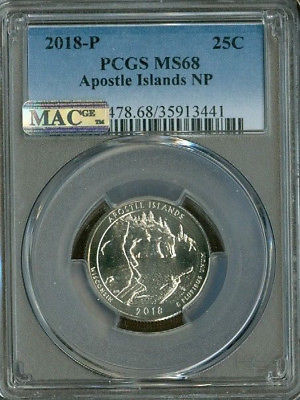 2018-P APOSTLE ISLAND QUARTER PCGS MAC MS 68 PQ FINEST REGISTRY SPOTLESS *