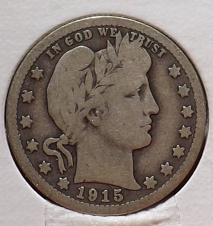 1915 25C Barber Quarter Fine Better Date Coin 90% Silver Make Offer & Save #1