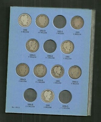 BARBER QUARTER COLLECTION 1892-1916 OF 47 COINS IN 2 ALBUMS