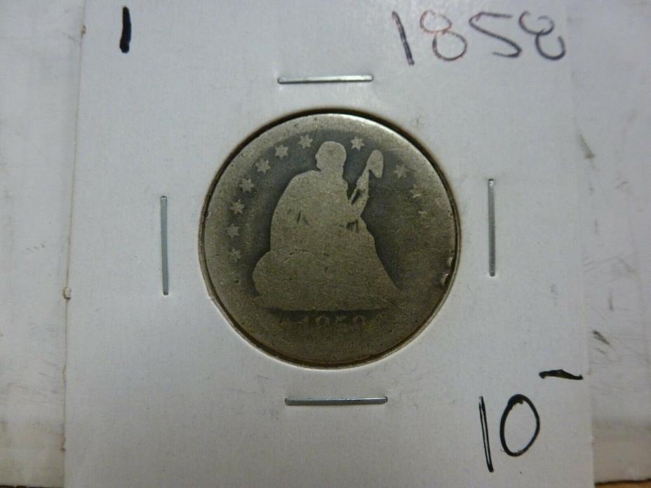1858 Seated Liberty Silver Quarter Dollar #1