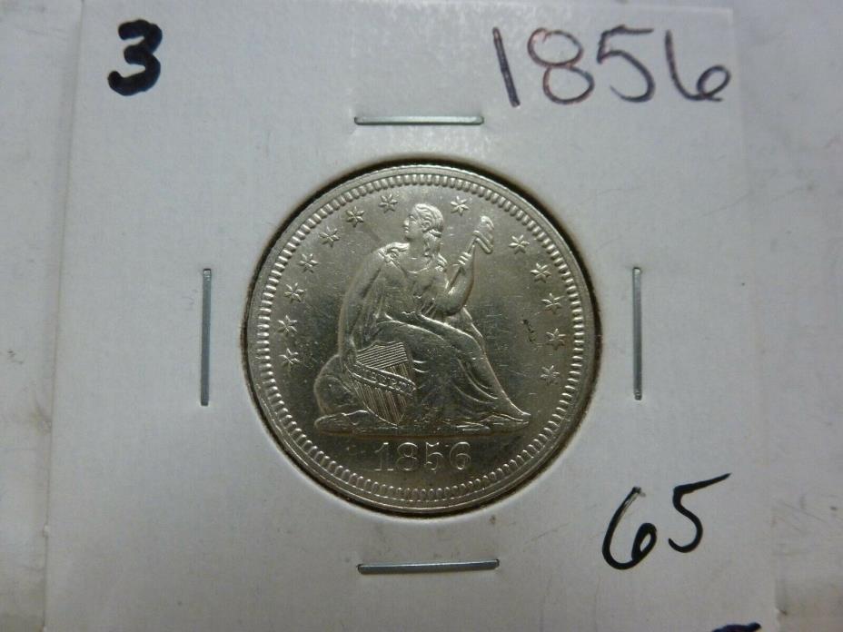 1856 Seated Liberty Silver Quarter Dollar #3