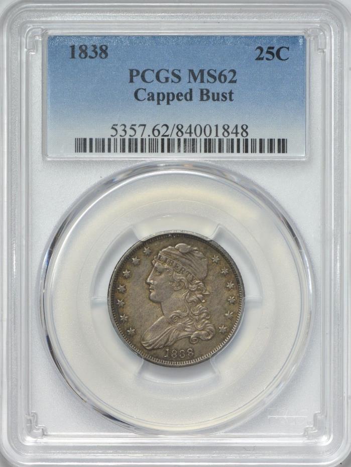 1838 Capped Bust Quarter Dollar PCGS MS62