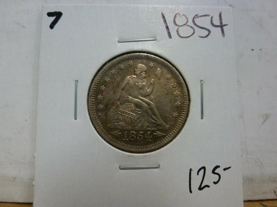 1854 Seated Liberty Silver Quarter Dollar-- #7
