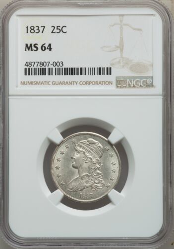 1837 US Silver 25C Capped Bust Quarter - NGC MS64