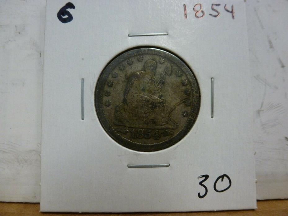 1854 Seated Liberty Silver Quarter Dollar-- #6