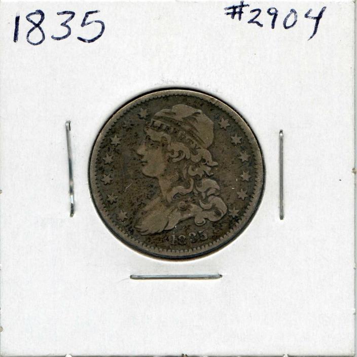 1835 25C Capped Bust Silver Quarter. Circulated. Lot #2701