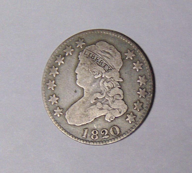 1820 Capped Bust Quarter F/VF Large Size Bold LIBERTY (4518)