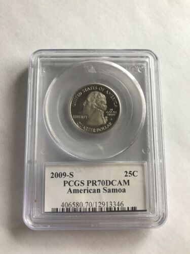 2009-S 25c American Samoa SILVER Flag Label Quarter Proof PCGS PR70DCAM