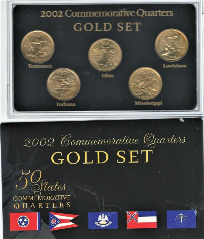 2002 24 K-Gold-PLADED COMMEMORATIVE GOLD SET QUARTERS 5 COINS
