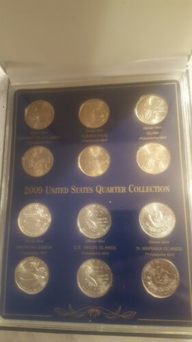 2009 U.S. QUARTER COLLECTION. UNCIRCULATED TERRITORY SET. IN LEATHERETTE CASE.