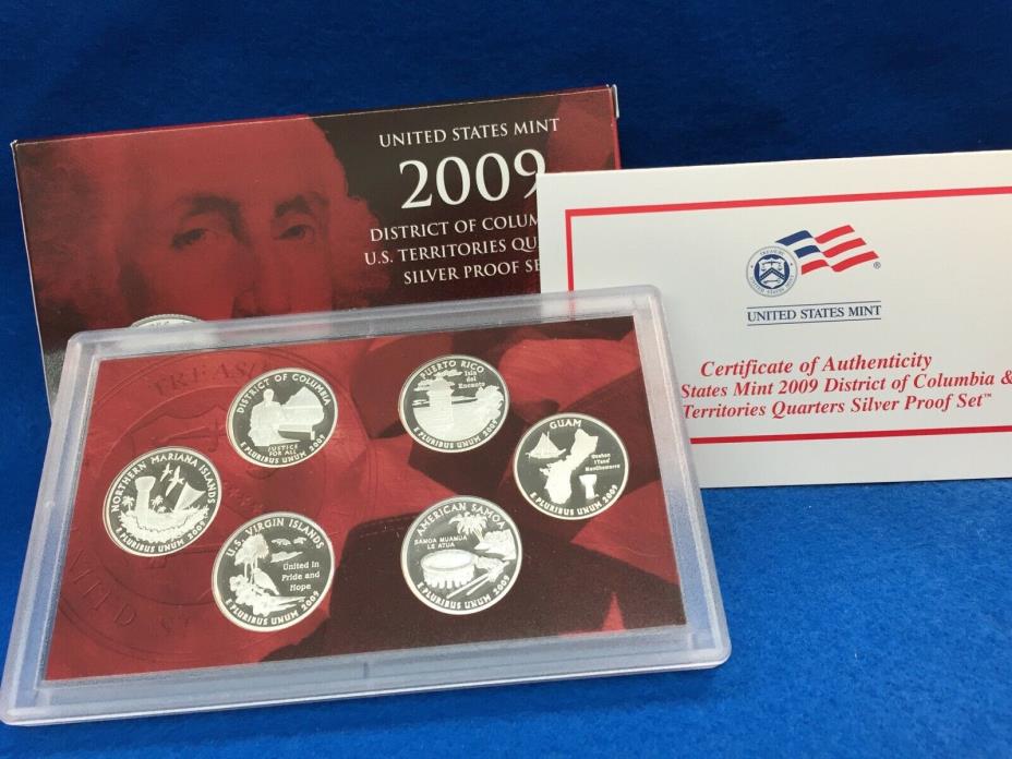 2009 U.S. Mint Silver Proof US Territories Quarter Six Coin Set ~ Mint Condition
