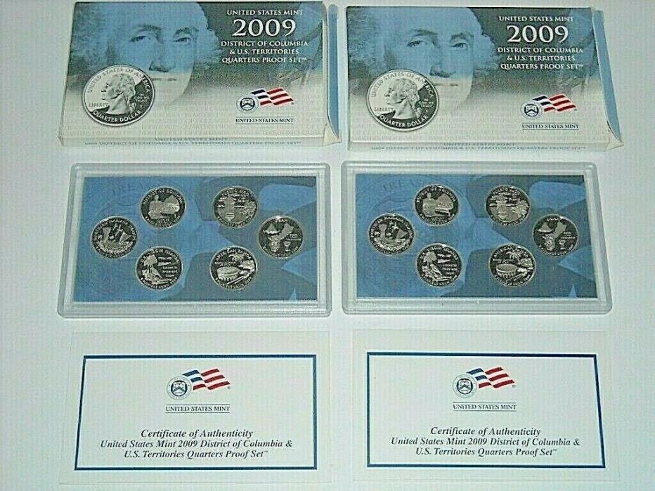 LOT of TWO 2009 DISTRICT of COLUMBIA & U.S. TERRITORIES QUARTERS PROOF SETS