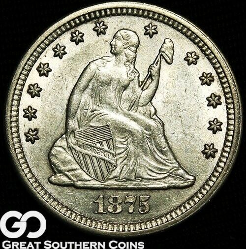1875 Seated Liberty Quarter, Tough Coin, Lustrous Choice BU++ ** Free Shipping!