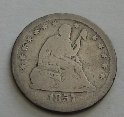 1857 SEATED LIBERTY QUARTER SILVER FREE SHIPPING