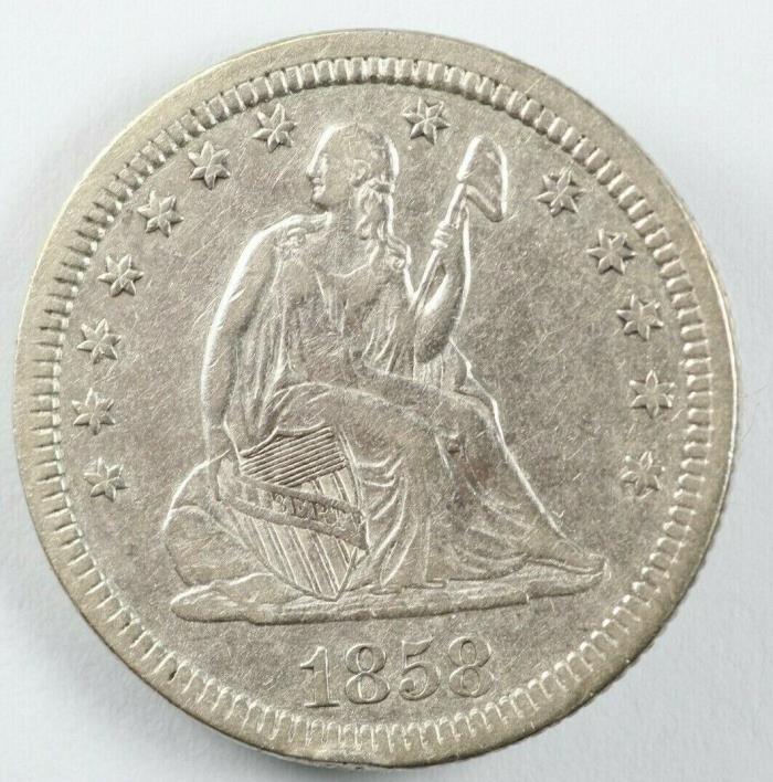 1858 Liberty Seated Silver Quarter 25C