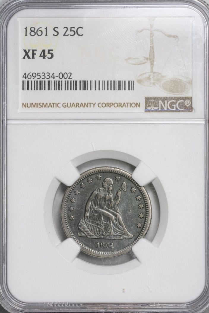 1861-S Seated Liberty Quarter NGC XF45 Rare PQ Original Greysheet @ $6000